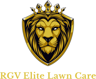 RGV Elite Lawn Care — gold lion crest logo